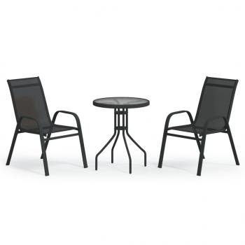 3-tlg. Garten-Bistro-Set Schwarz