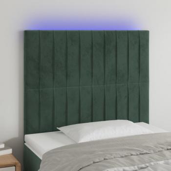 ARDEBO.de - LED Kopfteil Dunkelgrün 100x5x118/128 cm Samt