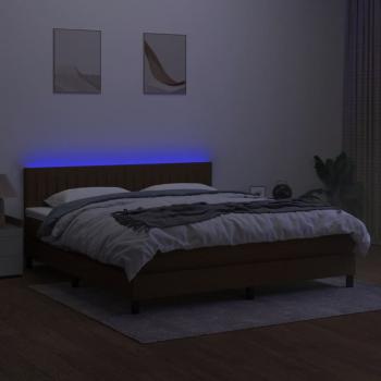 Boxspringbett mit Matratze & LED Dunkelbraun 180x200 cm Stoff