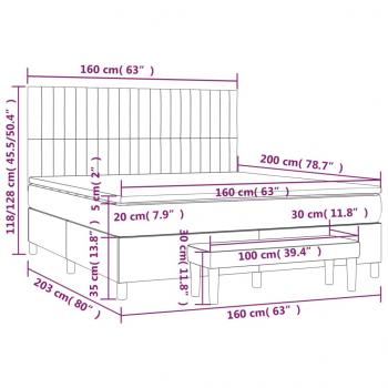 Boxspringbett mit Matratze Dunkelbraun 160x200 cm Stoff