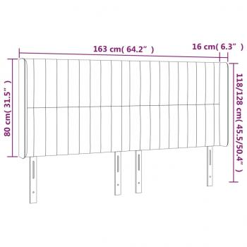 LED Kopfteil Dunkelbraun 163x16x118/128 cm Stoff