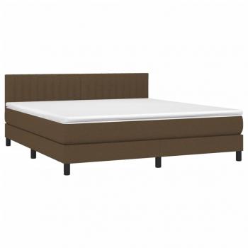 Boxspringbett mit Matratze & LED Dunkelbraun 160x200 cm Stoff