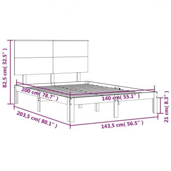 Massivholzbett mit Kopfteil Weiß 140x200 cm