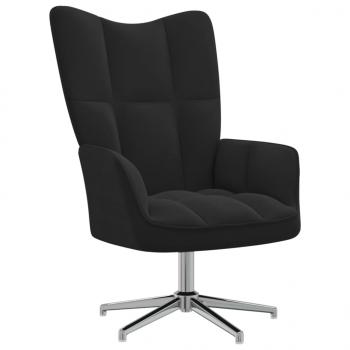 Relaxsessel mit Hocker Schwarz Samt