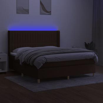 Boxspringbett mit Matratze & LED Dunkelbraun 180x200 cm Stoff