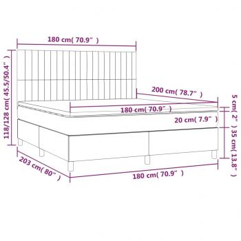 Boxspringbett mit Matratze & LED Dunkelbraun 180x200 cm Stoff