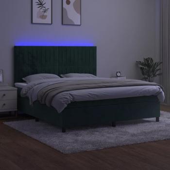 Boxspringbett mit Matratze & LED Dunkelgrün 180x200 cm Samt