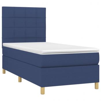 Boxspringbett mit Matratze Blau 100x200 cm Stoff