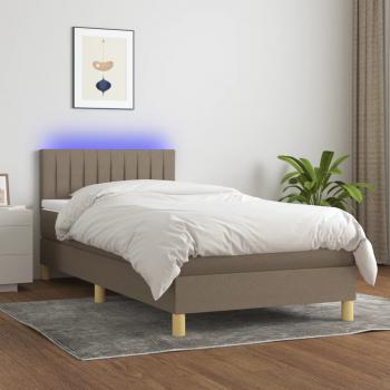 ARDEBO.de - Boxspringbett mit Matratze & LED Taupe 100x200 cm Stoff