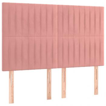 Kopfteile 4 Stk. Rosa 72x5x78/88 cm Samt