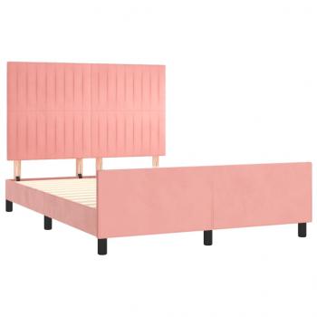 Bettgestell mit Kopfteil Rosa 140x190 cm Samt