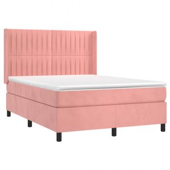 Boxspringbett mit Matratze Rosa 140x190 cm Samt