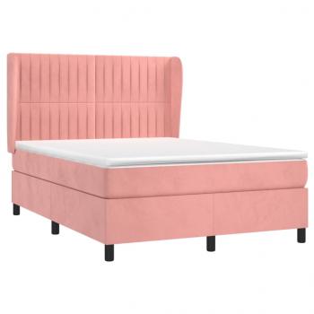 Boxspringbett mit Matratze Rosa 140x200 cm Samt