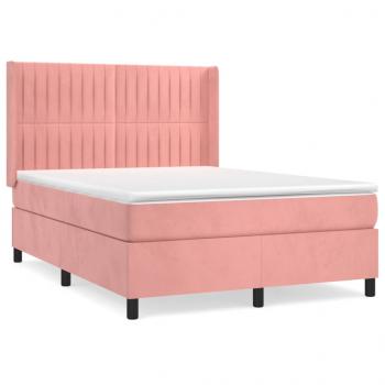 Boxspringbett mit Matratze Rosa 140x200 cm Samt