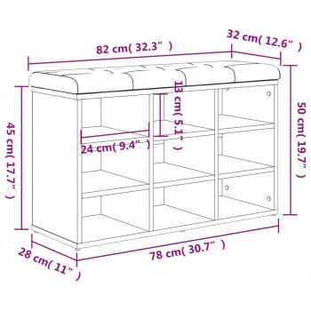 Schuhbank Grau Sonoma 82x32x50 cm Holzwerkstoff