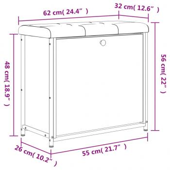 Schuhbank mit Klappe Grau Sonoma 62x32x56 cm