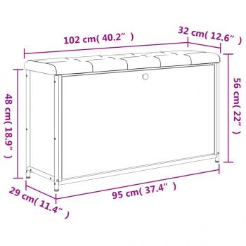 Schuhbank mit Klappe Räuchereiche 102x32x56 cm