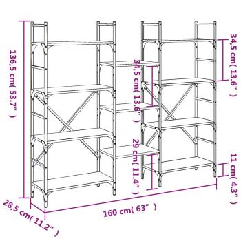 Bücherregal Braun Eichen-Optik 160x28,5x136,5 cm Holzwerkstoff