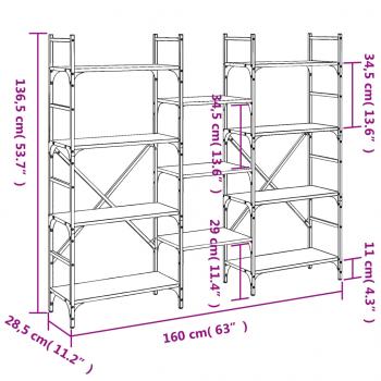 Bücherregal Räuchereiche 160x28,5x136,5 cm Holzwerkstoff