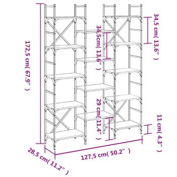 Bücherregal Braun Eichen-Optik 127,5x28,5x172,5cm Holzwerkstoff