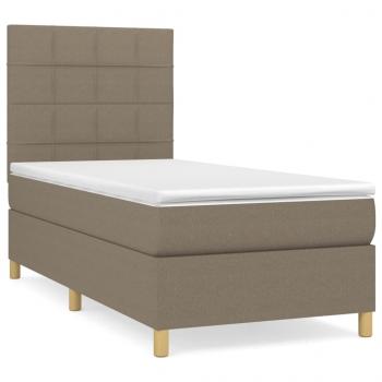 Boxspringbett mit Matratze Taupe 100x200 cm Stoff