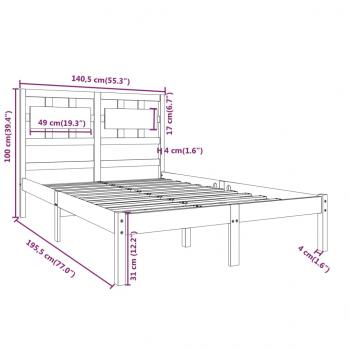 Massivholzbett Weiß 135x190 cm