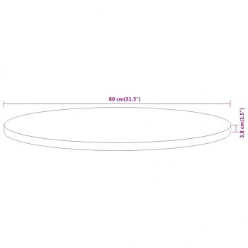 Tischplatte Ø80x3,8 cm Rund Massivholz Akazie