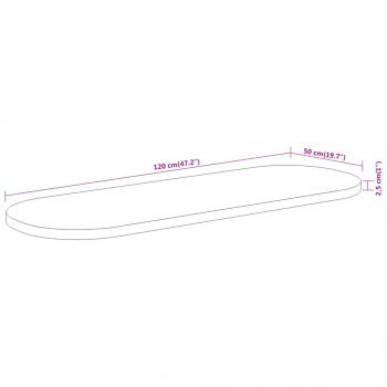 Tischplatte 120x50x2,5 cm Oval Massivholz Akazie