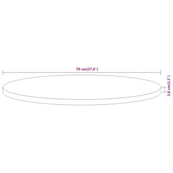 Tischplatte Ø70x3,8 cm Rund Massivholz Akazie