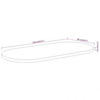 Tischplatte 120x60x3,8 cm Oval Massivholz Akazie