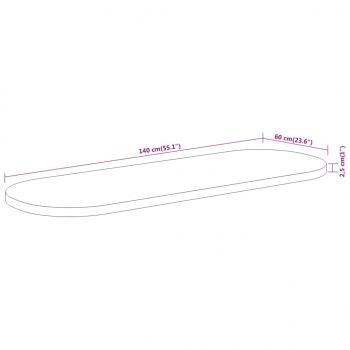 Tischplatte 140x60x2,5 cm Oval Massivholz Akazie