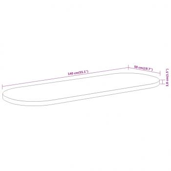 Tischplatte 140x50x3,8 cm Oval Massivholz Akazie