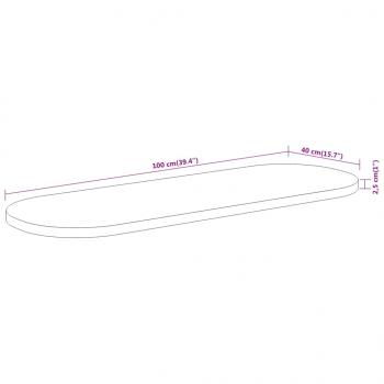 Tischplatte 100x40x2,5 cm Oval Massivholz Akazie