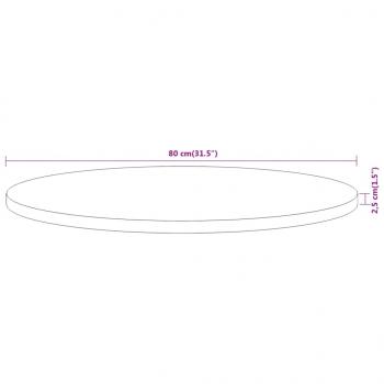 Tischplatte Ø80x2,5 cm Rund Massivholz Akazie