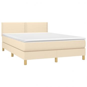 Boxspringbett mit Matratze & LED Creme 140x200 cm Stoff