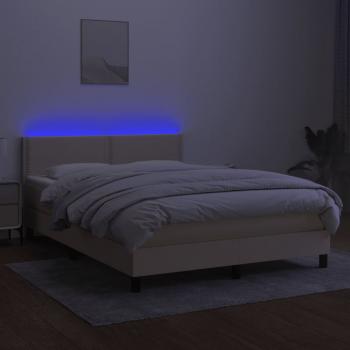 Boxspringbett mit Matratze & LED Creme 140x200 cm Stoff