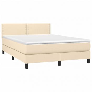 Boxspringbett mit Matratze Creme 140x200 cm Stoff