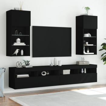 TV-Schrank mit LED-Leuchten Schwarz 40,5x30x90 cm