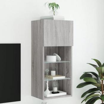 ARDEBO.de - TV-Schrank mit LED-Leuchten Grau Sonoma 40,5x30x90 cm