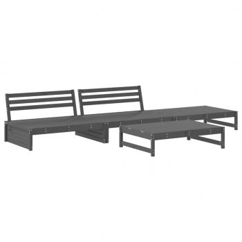 4-tlg. Garten-Lounge-Set Grau Massivholz Kiefer