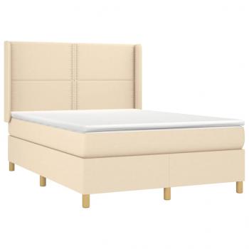 Boxspringbett mit Matratze Creme 140x200 cm Stoff