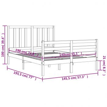 Massivholzbett mit Kopfteil 140x190 cm