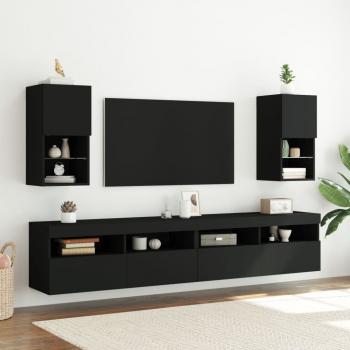 TV-Schrank mit LED-Leuchten Schwarz 30,5x30x60 cm