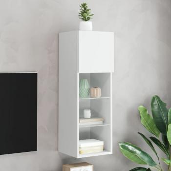 ARDEBO.de - TV-Schrank mit LED-Leuchten Weiß 30,5x30x90 cm