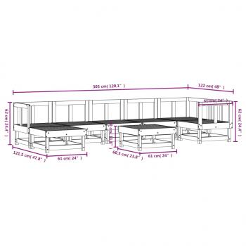 8-tlg. Garten-Lounge-Set Massivholz Kiefer