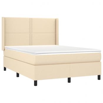 Boxspringbett mit Matratze Creme 140x200 cm Stoff