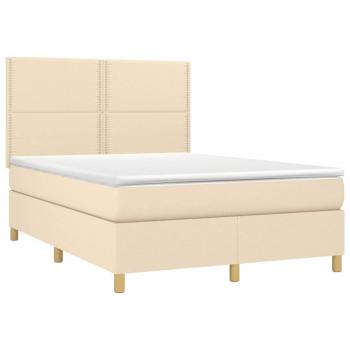 Boxspringbett mit Matratze Creme 140x200 cm Stoff