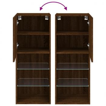 TV-Schrank mit LED-Leuchten Braun Eichen-Optik 40,5x30x102 cm