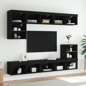 TV-Schrank mit LED-Leuchten Schwarz 80x30x30 cm