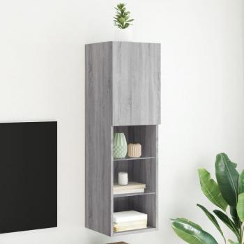 ARDEBO.de - TV-Schrank mit LED-Leuchten Grau Sonoma 30,5x30x102 cm